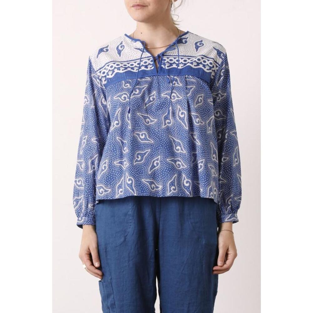 Matta Long Sleeve Zaira Shell Top Blue Womens Size Medium